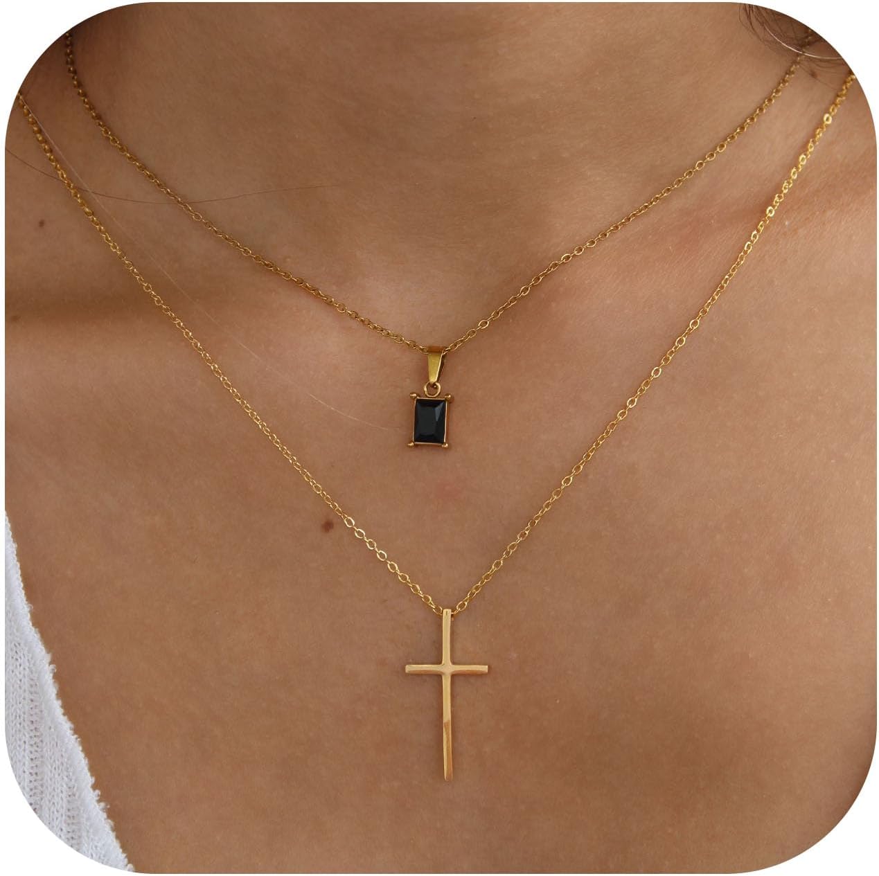 MONOZO Cross Necklace for Women，14K Gold Plated Cross Necklace Layered Gold Cross Necklace Tiny Sideway Cross Choker Necklace Gold Cross Necklaces for Women Trendy Gold Jewelry Gifts for Women Trendy