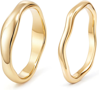 Gold-Tone Stackable Chunky Ring Set
