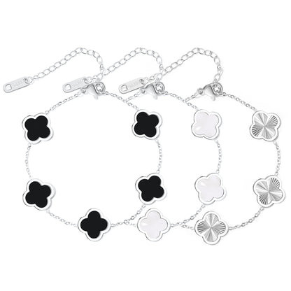 3-Piece 18K Gold Plated Clover Bracelet Set