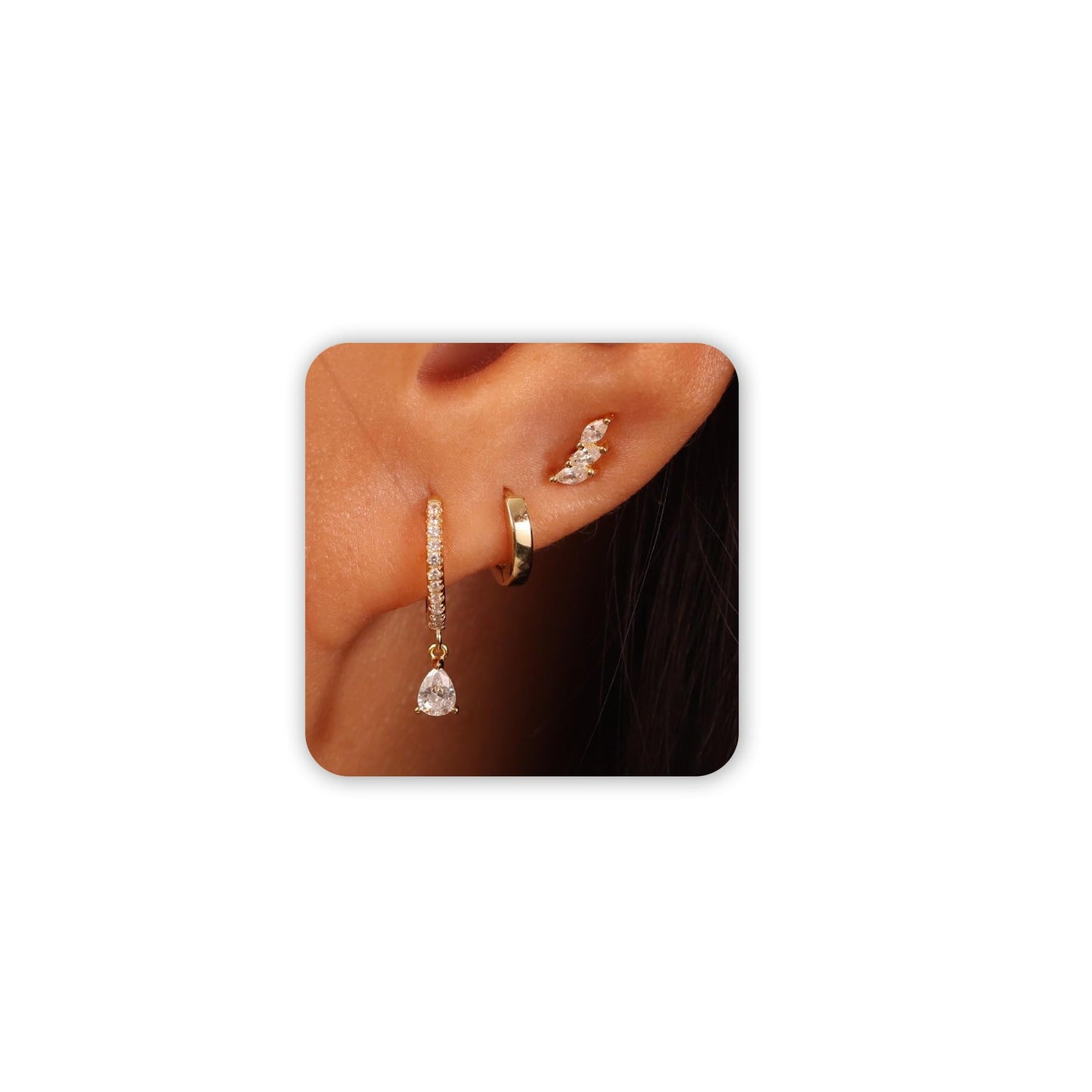 3-Pair Gold-Tone Hoop Earrings Set