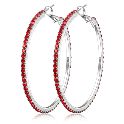 Silver-Tone Rhinestone Hoop Earrings