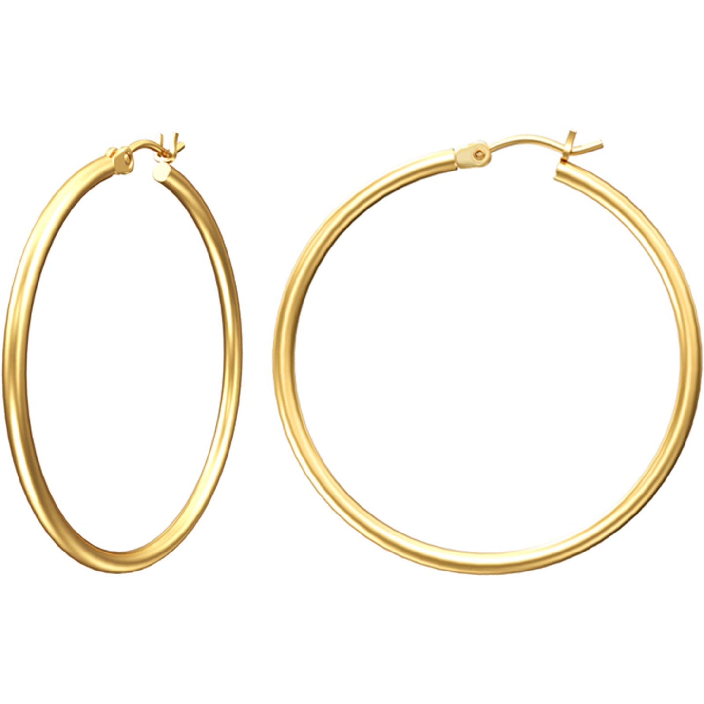 Gold Hoop Earrings for Women 14K Real Gold Plated Hoops with 925 Sterling Silver Post