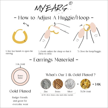 MYEARS Women Heart Earrings Gold Huggie Hoop Dangle Drop 14K Gold Plated Small Simple Hypoallergenic Everyday Jewelry