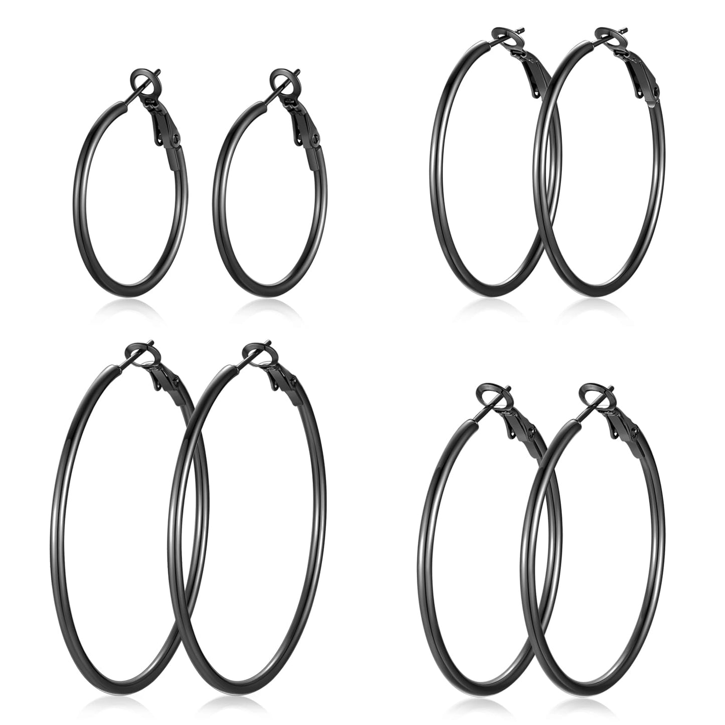 4-Pair Gold-Tone Silver-Tone Hoop Earrings Set