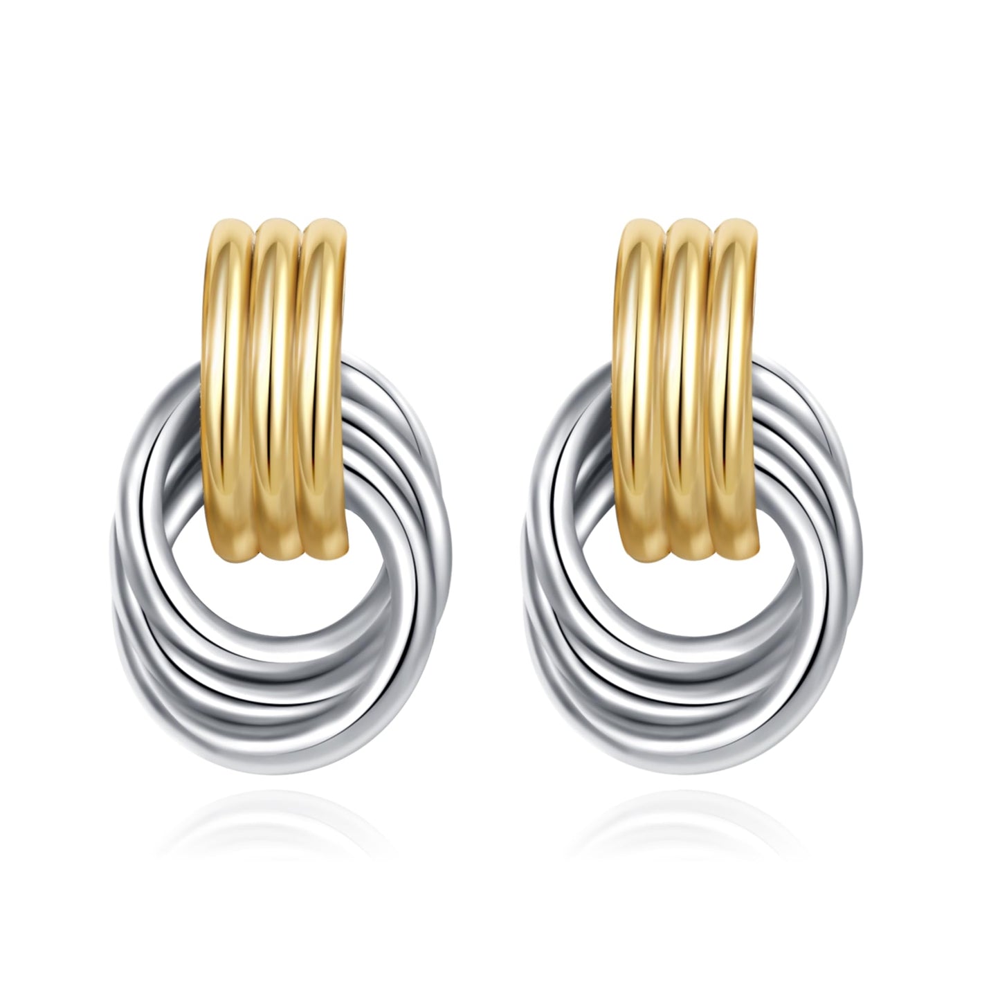 Trendy Gold Plated Knot Earrings for Women Chunky Statement Drop Dangle Earrings Lightweight Hypoallergenic Fashion Accessories Gold Jewelry Gifts for Womens