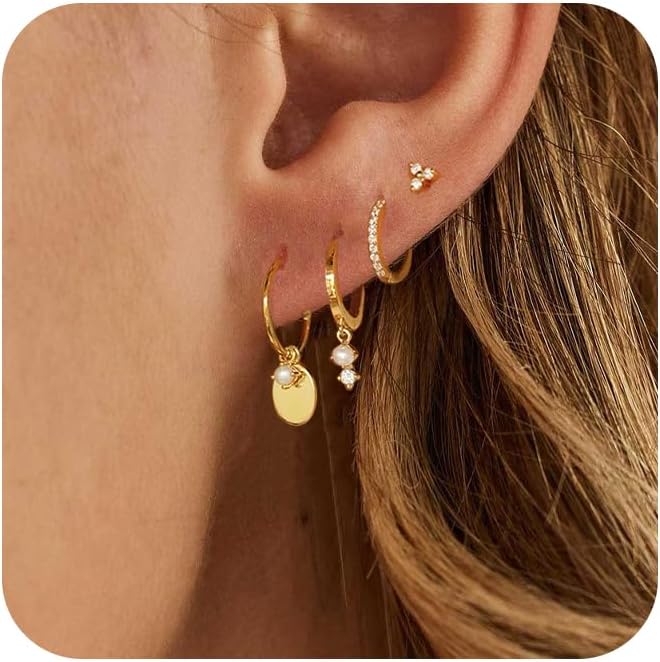 Gold-Tone Pearl Stackable Drop Earrings