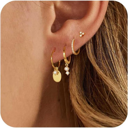 Gold-Tone Pearl Stackable Drop Earrings