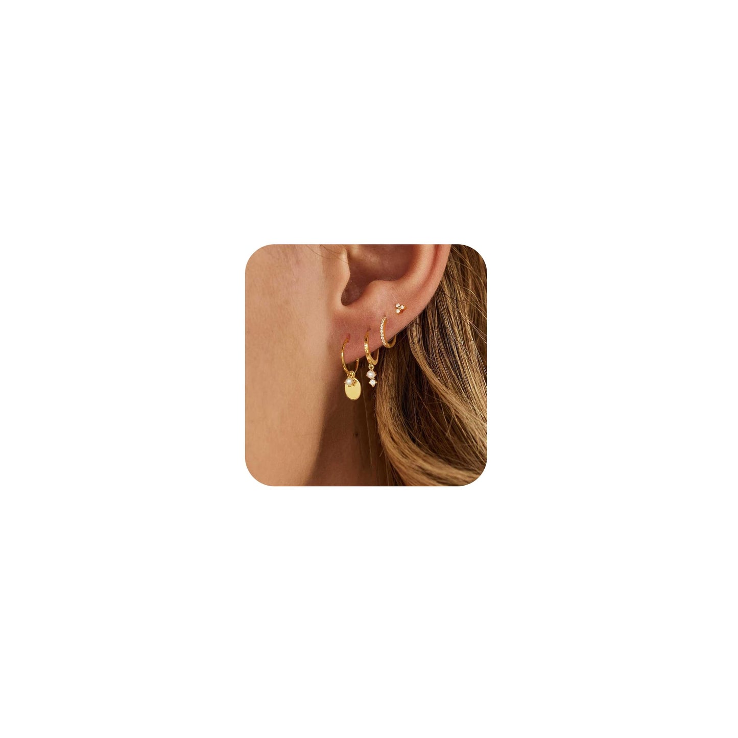 Gold-Tone Pearl Stackable Drop Earrings