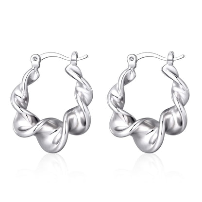 Silver-Tone Chunky Hoop Earrings