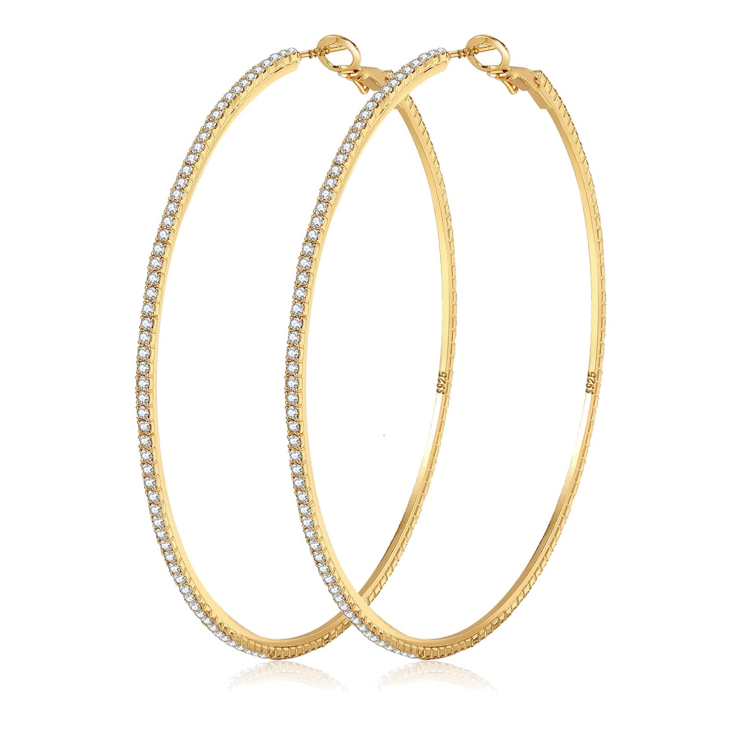 Silver-Tone Rhinestone Hoop Earrings