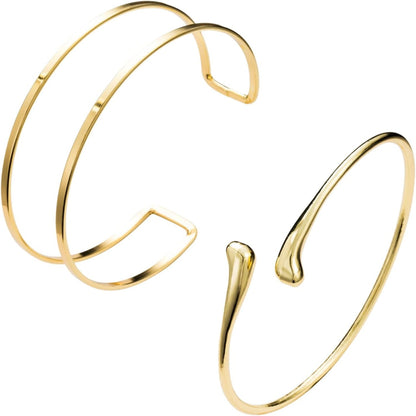 2-Piece Gold Stackable Arm Cuff Set