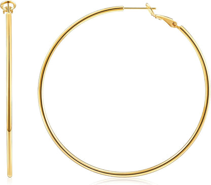 925 Sterling Silver Earrings Gold Ladies Hoops(40% off from 2 pairs)