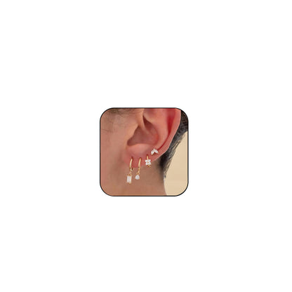 Gold-Tone Pearl Stackable Drop Earrings