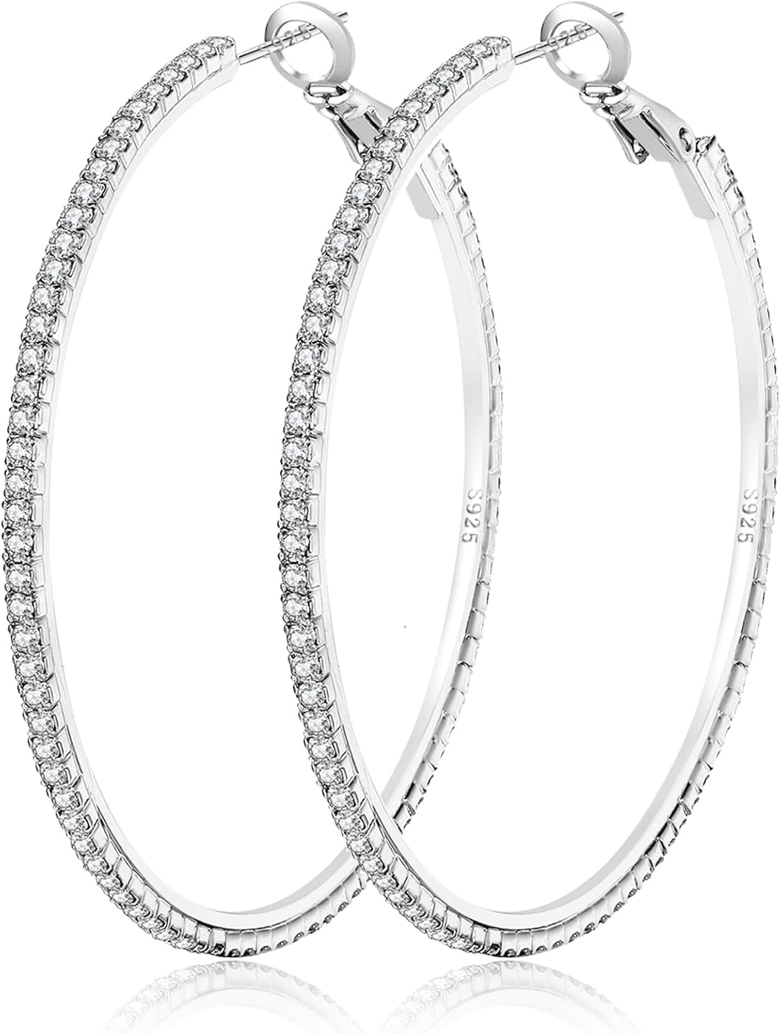 Silver-Tone Rhinestone Hoop Earrings