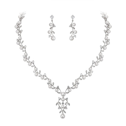 2-Piece White Pearl CZ Jewelry Set