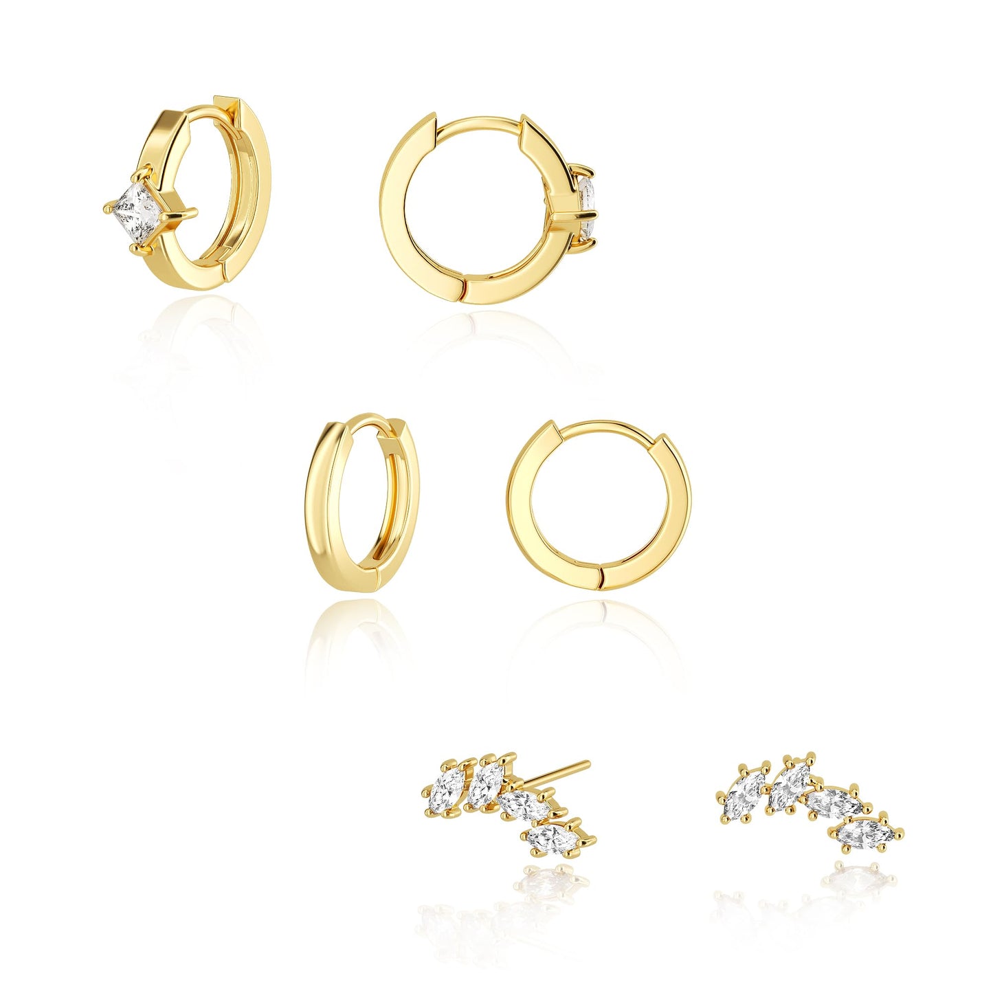3-Pair Gold-Tone Hoop Earrings Set