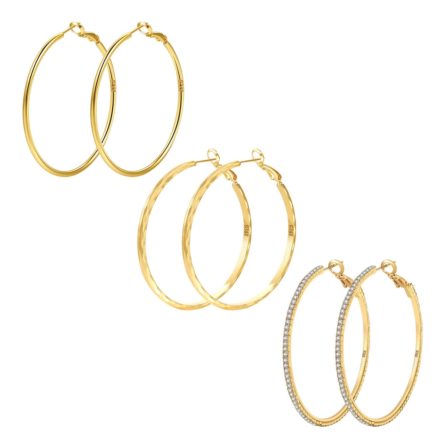Silver-Tone Rhinestone Hoop Earrings
