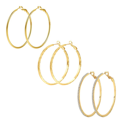 Silver-Tone Rhinestone Hoop Earrings