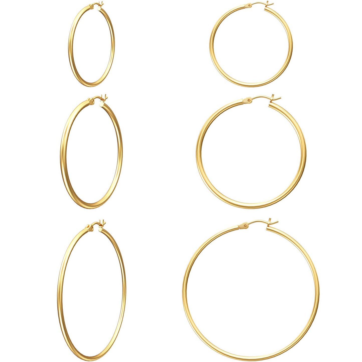 Gold Hoop Earrings for Women 14K Real Gold Plated Hoops with 925 Sterling Silver Post