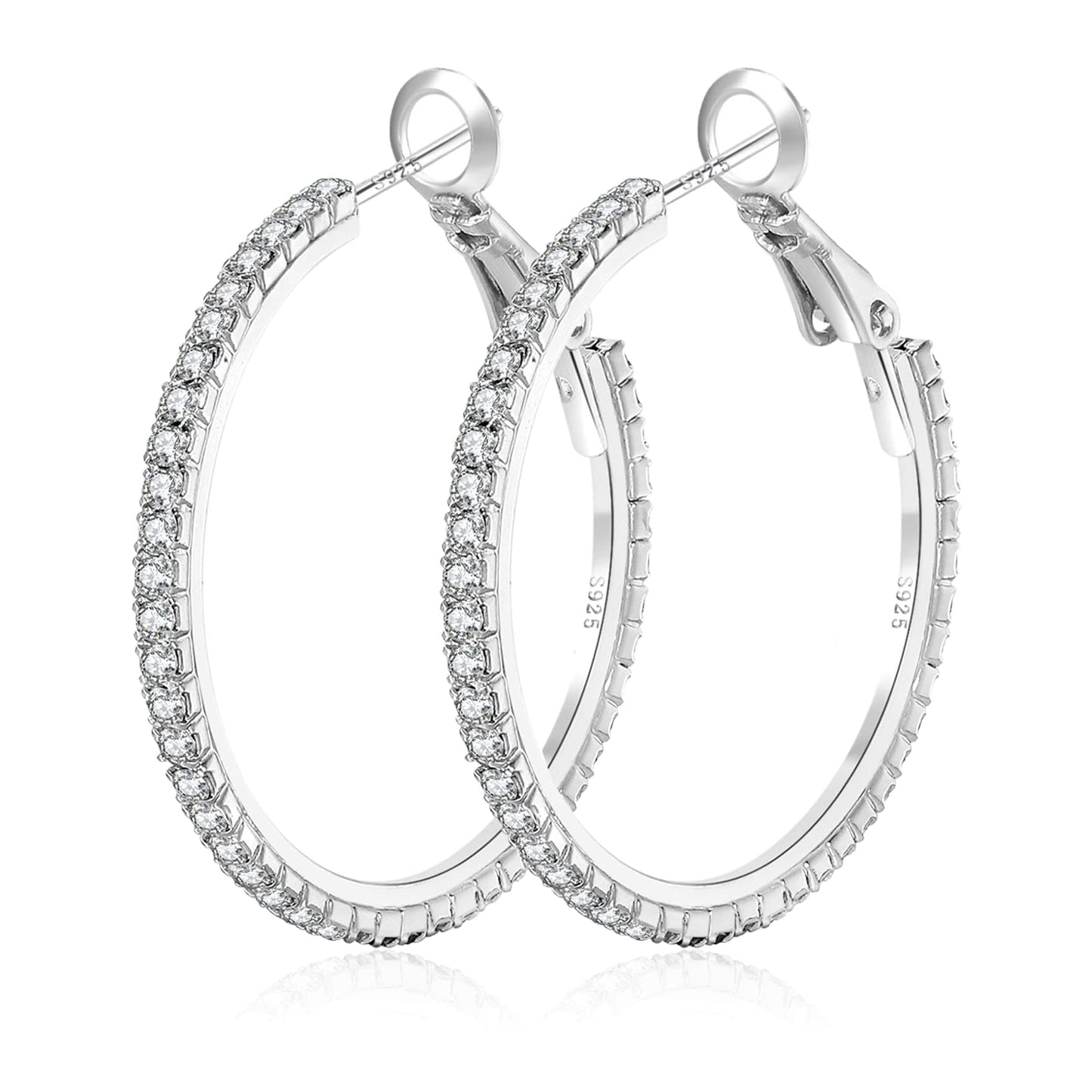 Silver-Tone Rhinestone Hoop Earrings