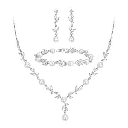 2-Piece White Pearl CZ Jewelry Set