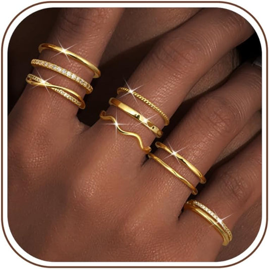 Gold-Tone Silver-Tone Stackable Ring Set