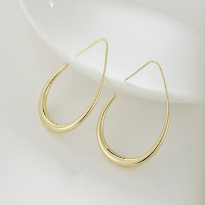 Gold-Tone White Teardrop Hoop Earrings