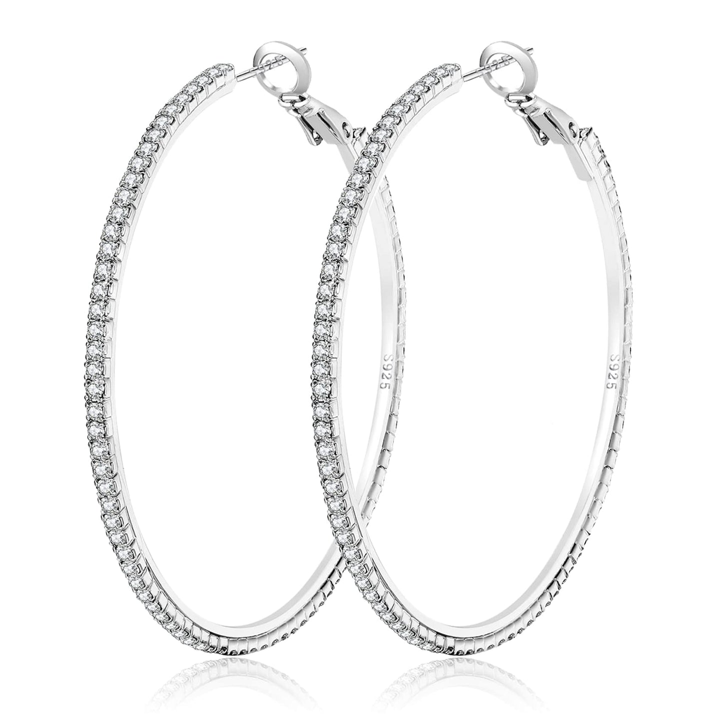 Silver-Tone Rhinestone Hoop Earrings