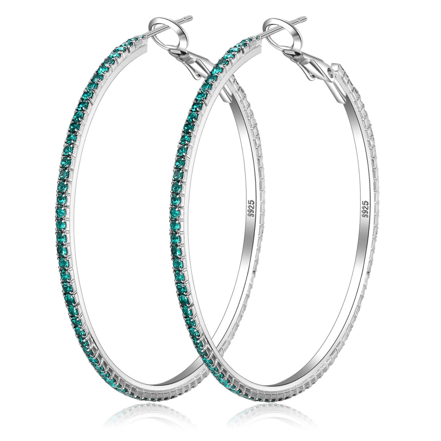 Silver-Tone Rhinestone Hoop Earrings