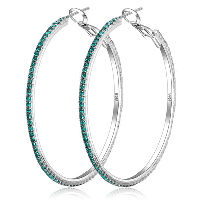 Silver-Tone Rhinestone Hoop Earrings