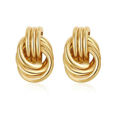 Trendy Gold Plated Knot Earrings for Women Chunky Statement Drop Dangle Earrings Lightweight Hypoallergenic Fashion Accessories Gold Jewelry Gifts for Womens