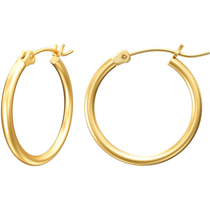 Gold Hoop Earrings for Women 14K Real Gold Plated Hoops with 925 Sterling Silver Post