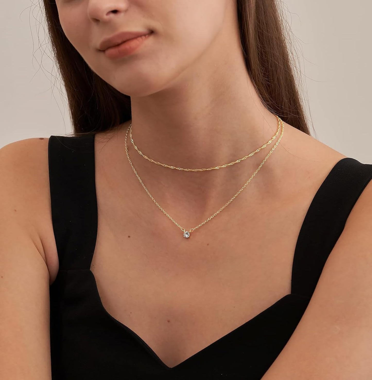 Gold-Tone Silver-Tone CZ Necklace