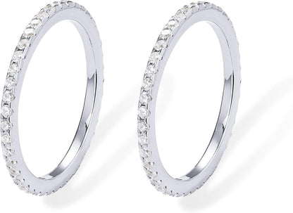 Gold-Tone Silver-Tone CZ Stackable Ring