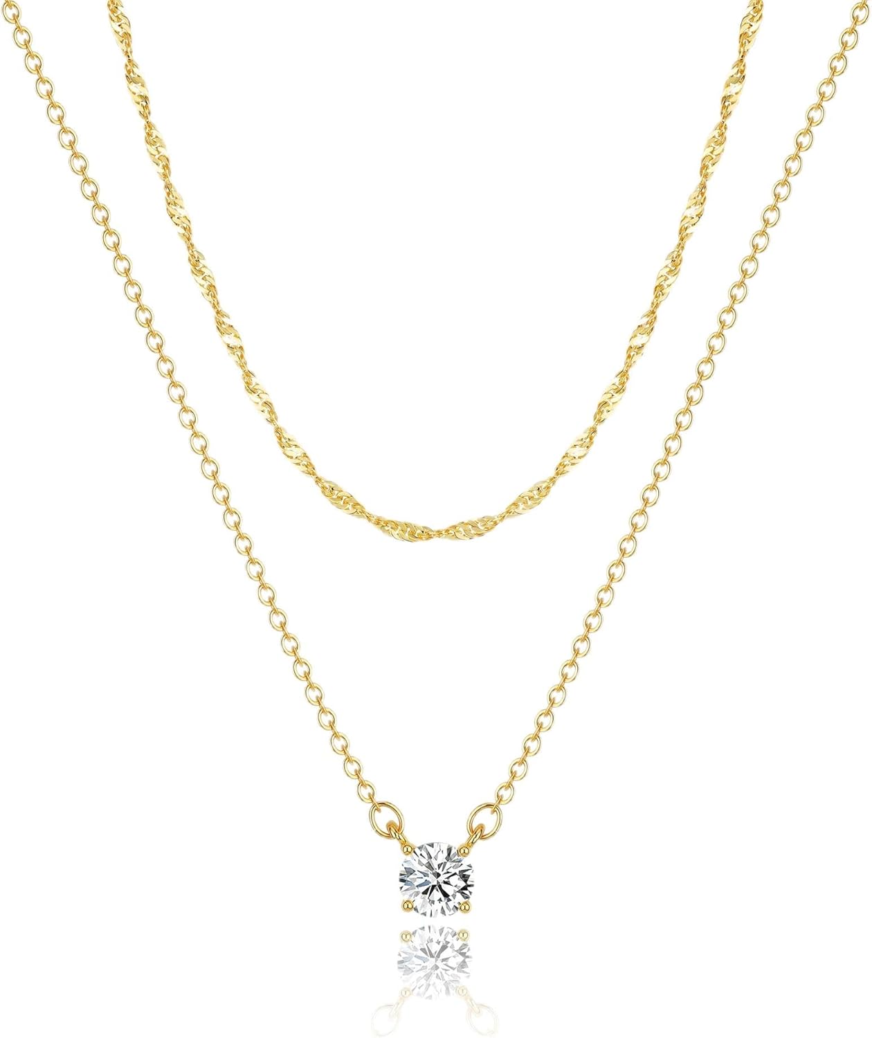 Gold-Tone Silver-Tone CZ Necklace