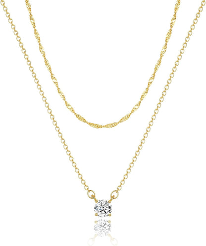 Gold-Tone Silver-Tone CZ Necklace