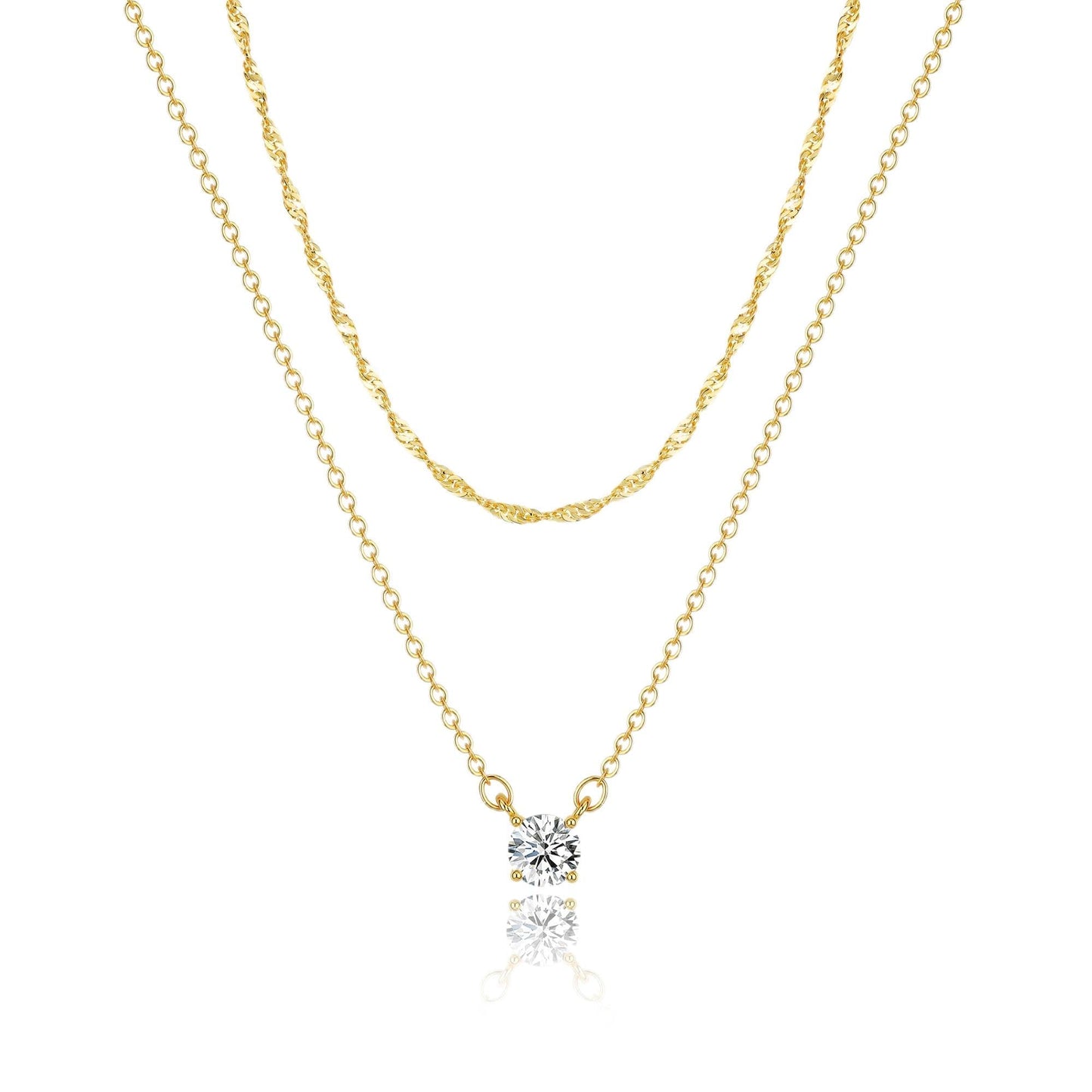 Gold-Tone Silver-Tone CZ Necklace