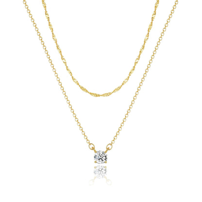 Gold-Tone Silver-Tone CZ Necklace