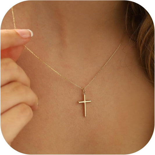 MONOZO Cross Necklace for Women，14K Gold Plated Cross Necklace Layered Gold Cross Necklace Tiny Sideway Cross Choker Necklace Gold Cross Necklaces for Women Trendy Gold Jewelry Gifts for Women Trendy