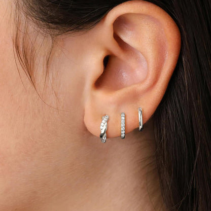 Gold Huggie Hoop Earrings Set for Women, Dainty Small Sterling Silver Earrings for Multiple Piercing Lightweight Hypoallergenic Jewelry, Trendy Twisted Cubic Zircon Cartilage Earrings for Women's Gifts 3 Pairs