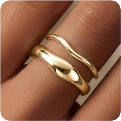 Gold-Tone Stackable Chunky Ring Set