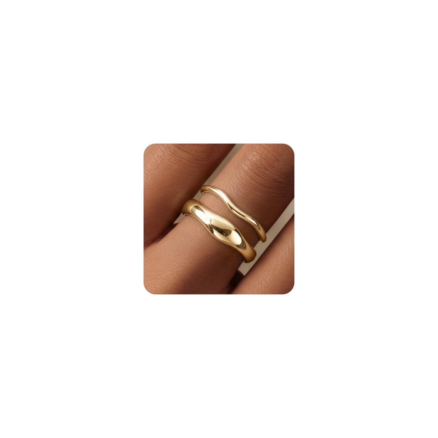 Gold-Tone Stackable Chunky Ring Set