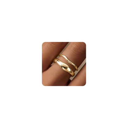 Gold-Tone Stackable Chunky Ring Set