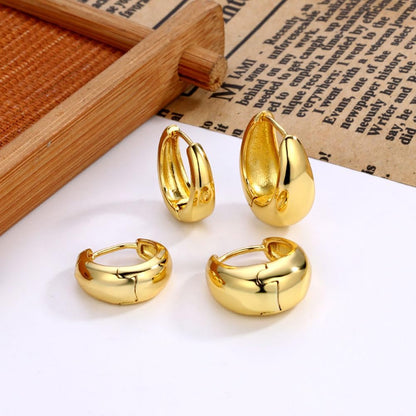 3-Pair Gold Chunky Hoop Earrings Set