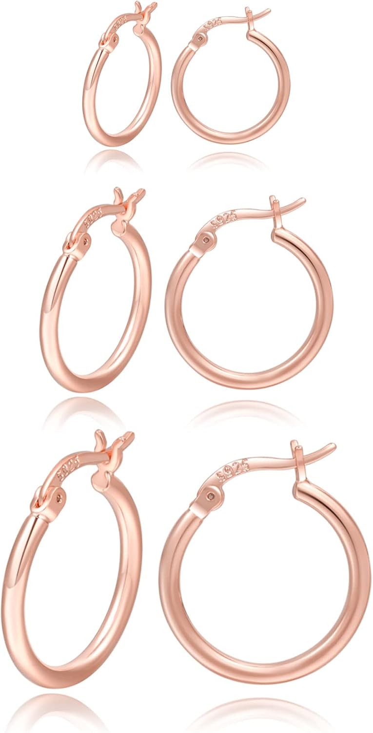 PABBEU Gold Hoop Earrings for Women Sterling Silver Post Small Gold Hoop Earrings 14k Real Gold Tiny Hypoallergenic Small Hoop Earrings Set for Women Men 13/15 /20mm