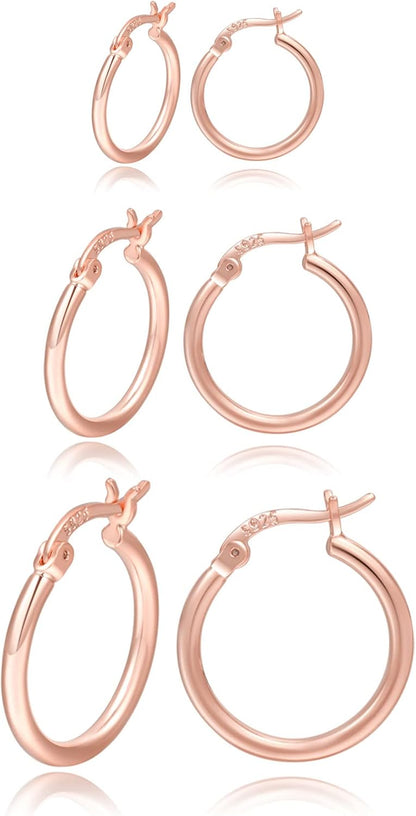 PABBEU Gold Hoop Earrings for Women Sterling Silver Post Small Gold Hoop Earrings 14k Real Gold Tiny Hypoallergenic Small Hoop Earrings Set for Women Men 13/15 /20mm