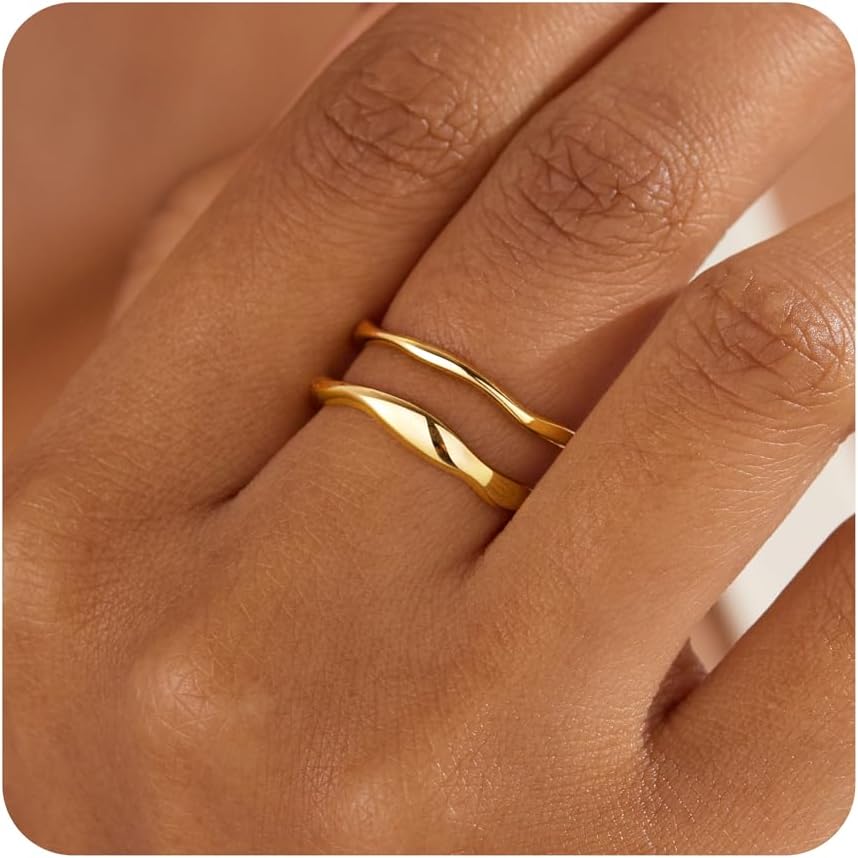 Gold-Tone Stackable Chunky Ring Set