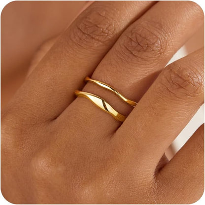 Gold-Tone Stackable Chunky Ring Set