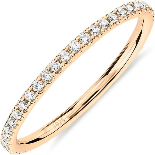 Gold-Tone Silver-Tone CZ Stackable Ring