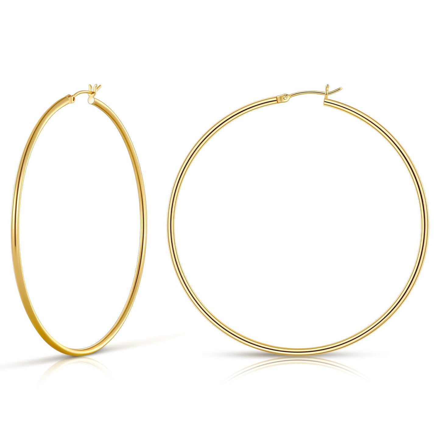 Gold Hoop Earrings for Women 14K Real Gold Plated Hoops with 925 Sterling Silver Post